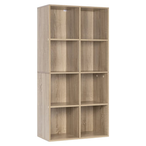 Bücherregal mit 8 Aufbewahrungswürfeln – Freistehend – Weiß – 60 x 29,5 x 121 cm – Holzoptik