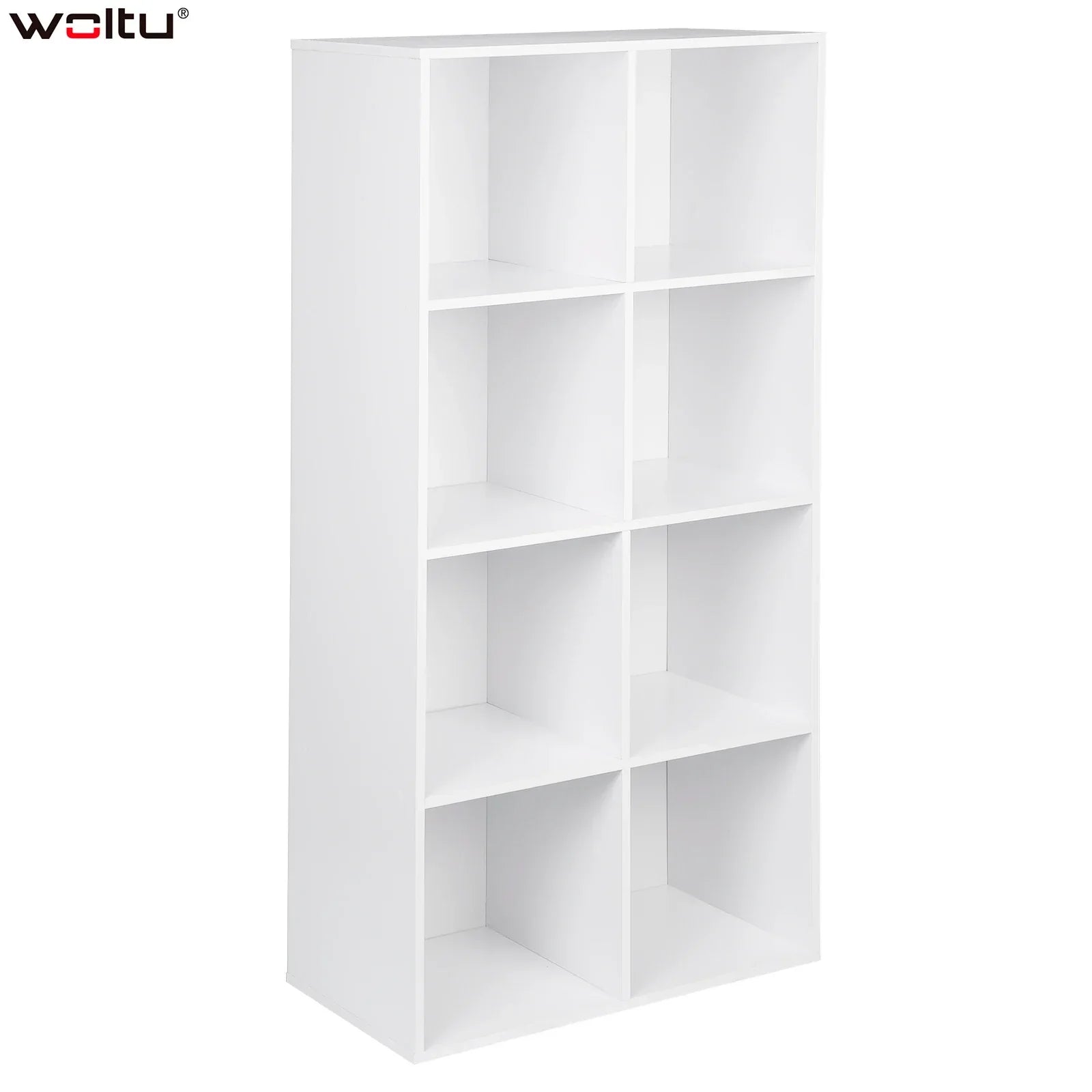Bücherregal mit 8 Aufbewahrungswürfeln – Freistehend – Weiß – 60 x 29,5 x 121 cm – Holzoptik