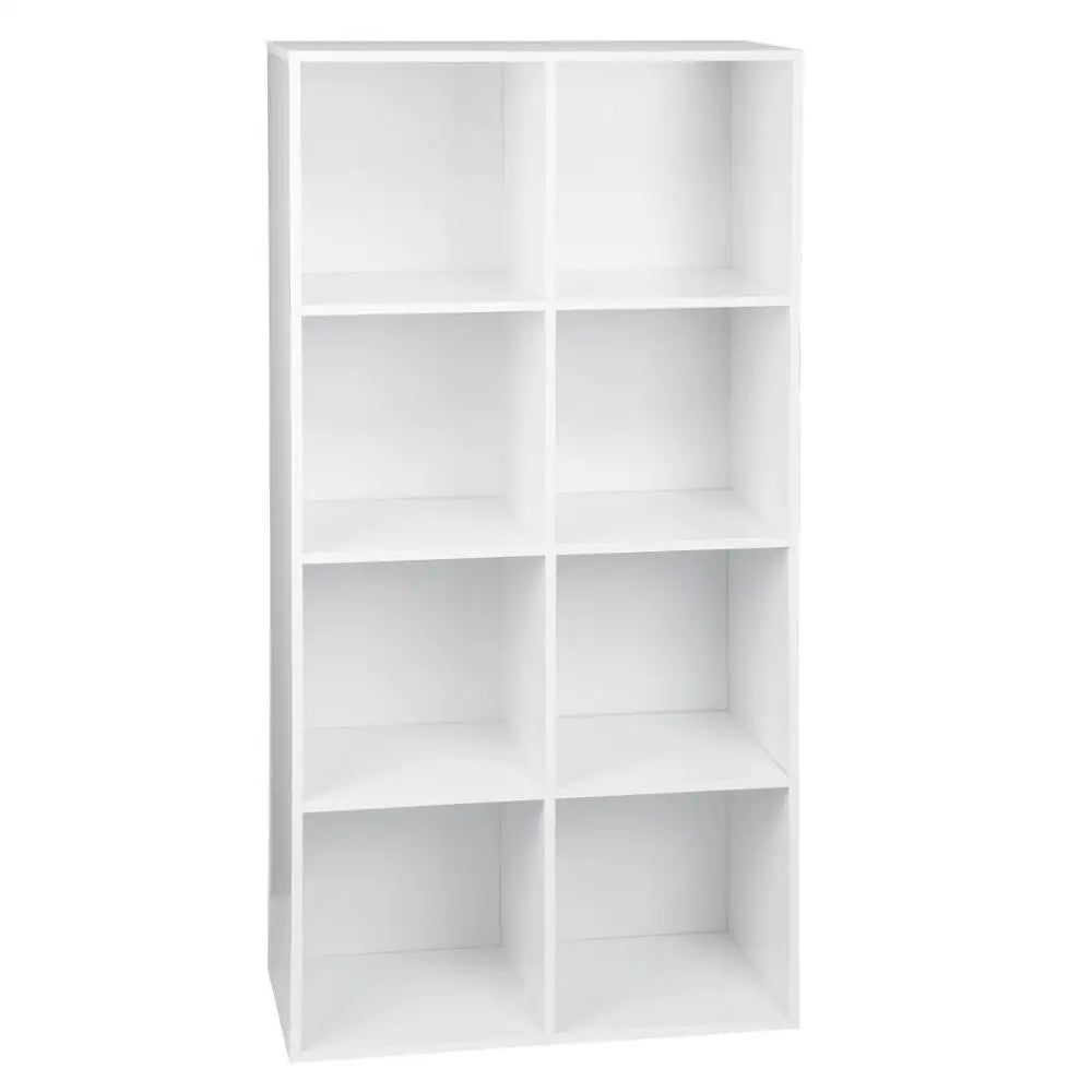 Bücherregal mit 8 Aufbewahrungswürfeln – Freistehend – Weiß – 60 x 29,5 x 121 cm – Holzoptik